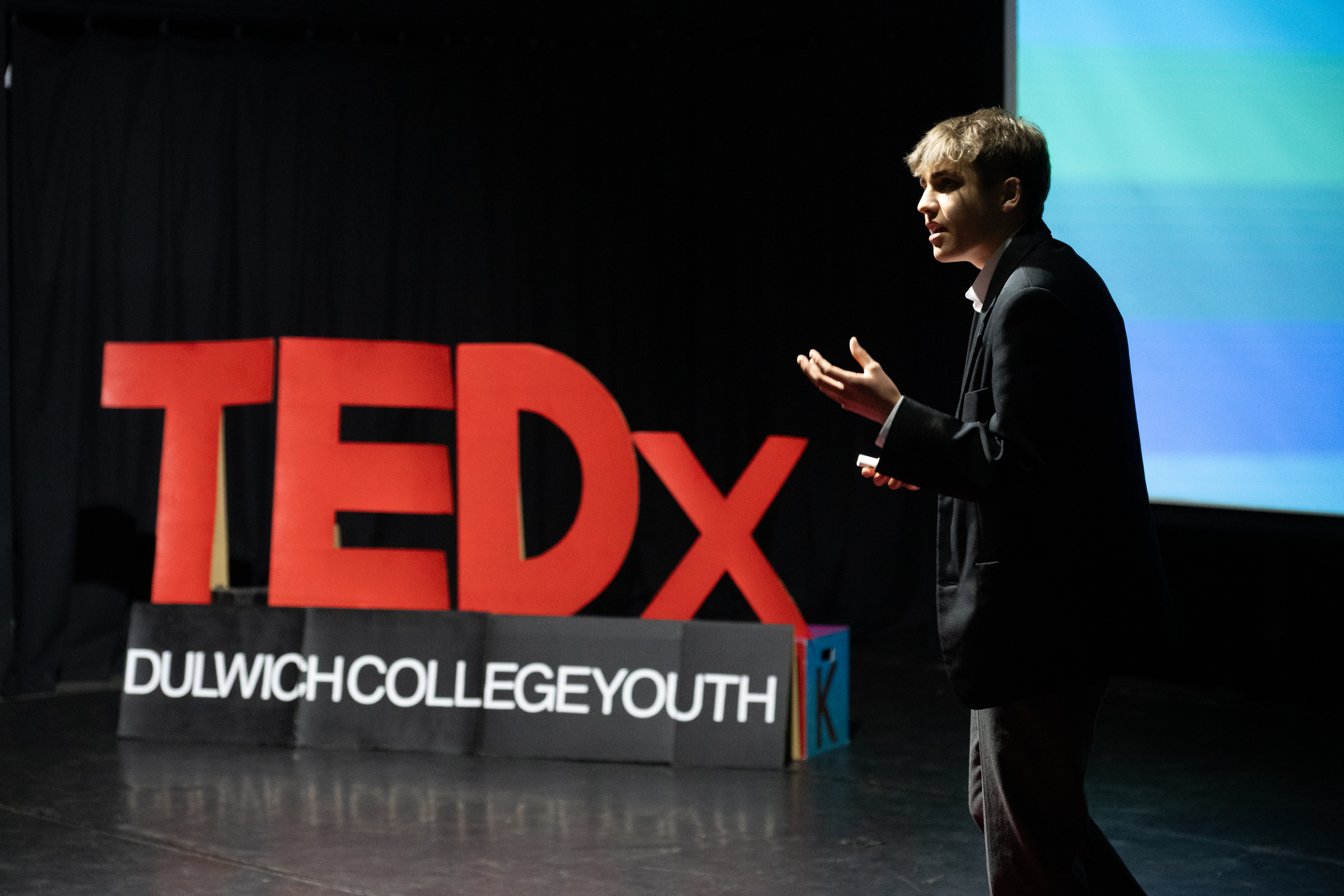 Me on stage giving a TEDx Talk
