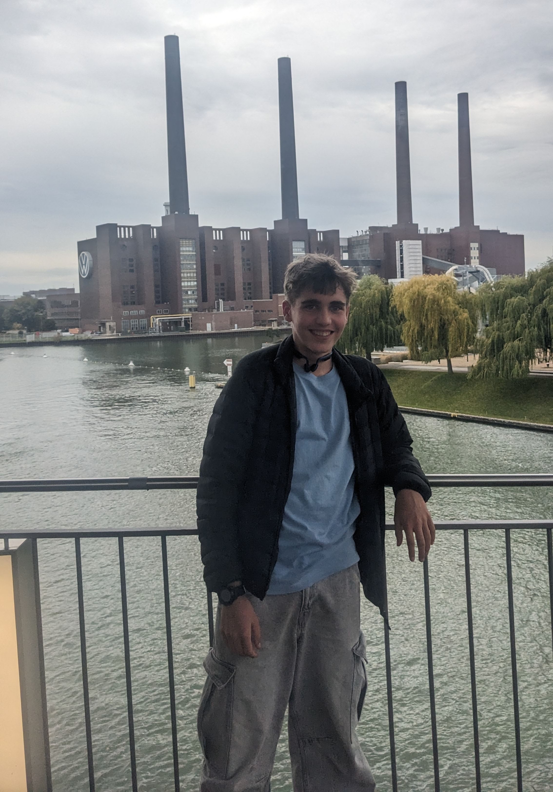 Me outside the volkswagen factory in Germany, after a tour of the factory